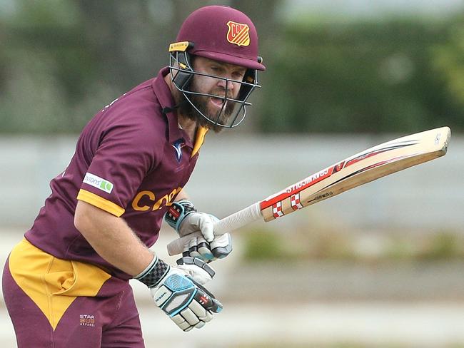 VSDCA: Cobug v Plenty Valley: Aaron Shellie of Coburg batting on Saturday, March 5, 2022 in Coburg, AustraliaPhoto: Hamish Blair