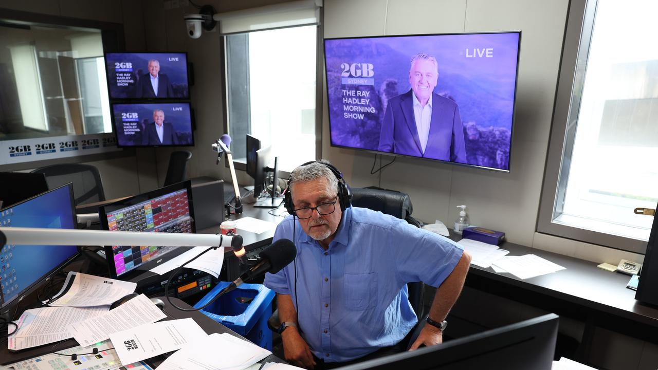 Ray Hadley announcing his retirement on air earlier this month. Picture: Rohan Kelly.