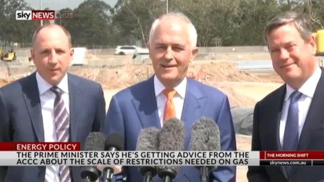 LNP member Luke Howarth was caught swearing at a press conference. (Pic: Sky)