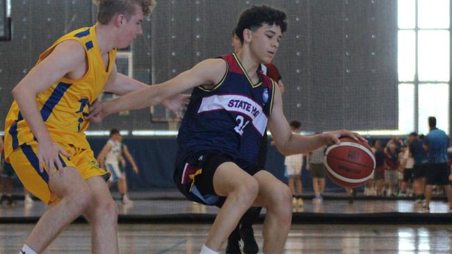 Jayden Cecil. CBSQ Day 1 boys action between Brisbane State High and Toowoomba Grammar, September 14, 2023.