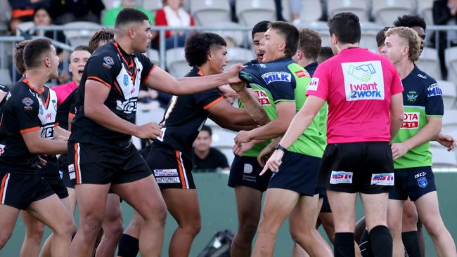 Magpies and Raiders players were involved in a scuffle at full-time last weekend. Picture: Damian Shaw