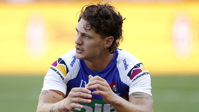 Dejected Kalyn Ponga during the NRL Elimination Final match between the South Sydney Rabbitohs and Newcastle Knights at ANZ Stadium. Picture. Phil Hillyard