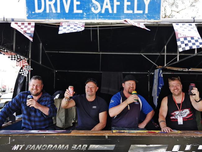 Campers from the Skybar campsite which raises money for Beyond Blue charity. L to R, Andy McCoy, David Granieri, Luke Walters and Chop Gillespie. Picture: Sam Ruttyn