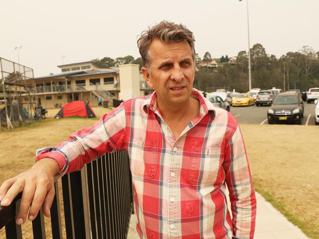 NSW minister Andrew Constance at the Batemans Bay evacuation centre. Picture: John Grainger