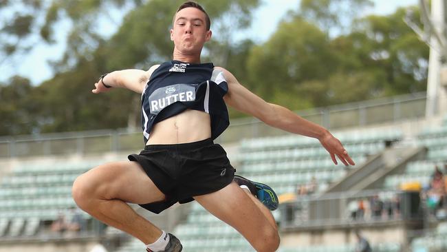 Kurt Rutter of Coonabarabran High School competing in the long jump.