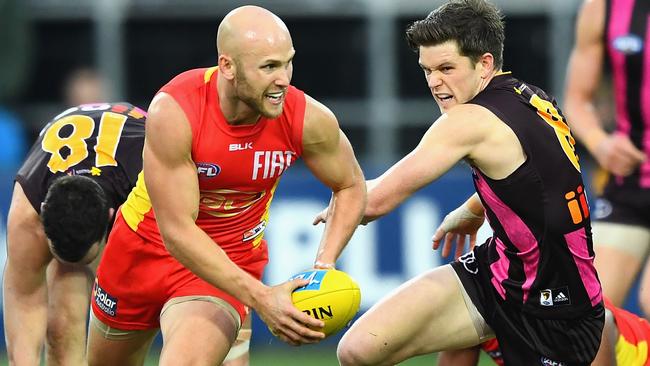 Gary Ablett in action for Gold Coast against Hawthorn.