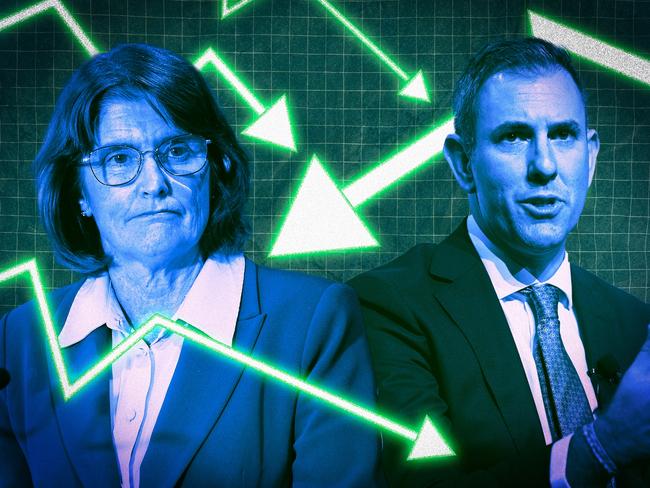 18 February 2025; Interest rates cut in retro style, Jim Chalmers and Michele Bullock.  Sources: NewsWire Artwork by: Frank Ling. Ratio 4:3 . For DIGITAL.