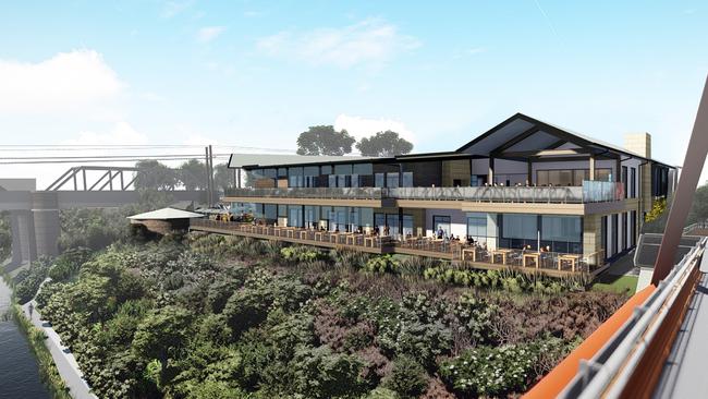 An artist's impression of the new-look Penrith Log Cabin as seen from the Yandhai Nepean Crossing.