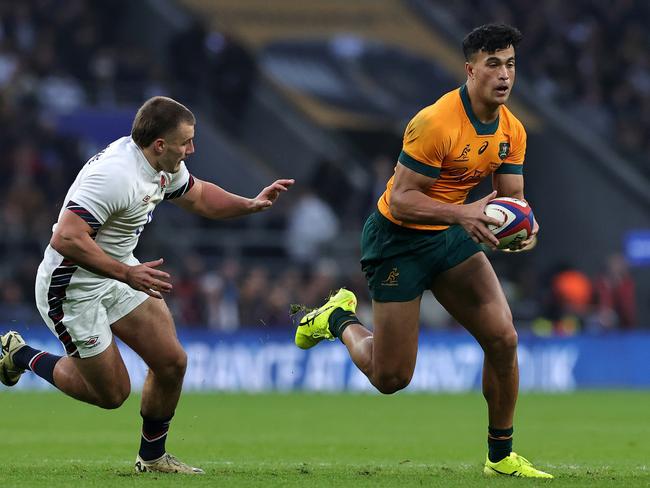 Paisami’s injury opened the door for NRL convert Joseph-Aukuso Suaalii to make his debut on the spring tour. Picture: Getty