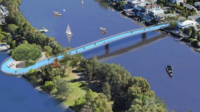 The HOTA green bridge at Chevron Island.