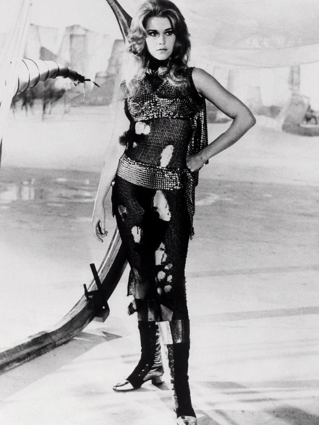 Jane Fonda in scene from film <i>Barbarella</i>.