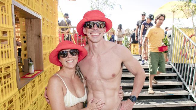Courtney Hugo and Chris Hanger at the Gold Coast Pro, Burleigh Heads. Picture: Glenn Campbell