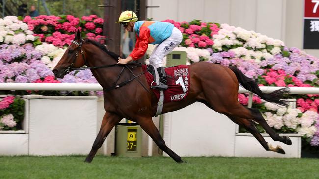 Ka Ying Rising winning the Chairman's Sprint. Photo: HKJC.