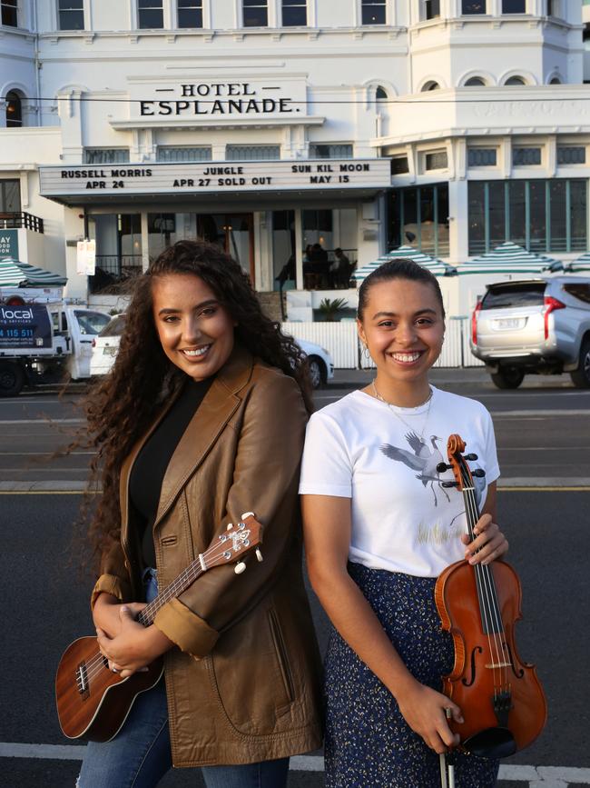 Band Girls Rock Melbourne members Savanna KrugŸer and Maya Hodge. Picture: Stuart Milligan