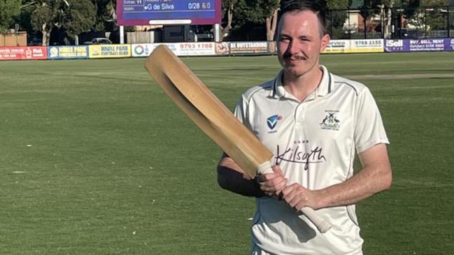 Jordan Ludgater raiseed the bat with 181 not-out. Picture: Bayswater CC