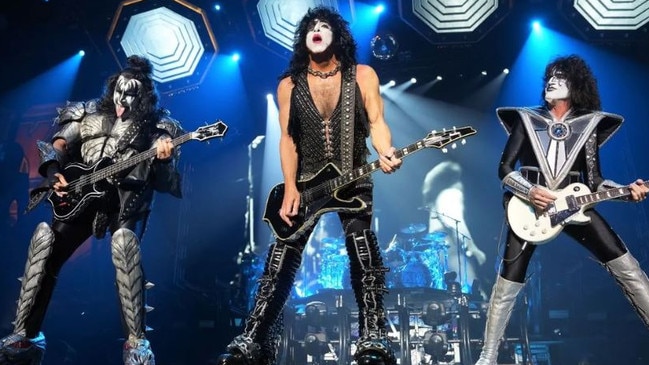 Paul Stanley (middle) with Gene Simmons (left) and Tommy Thayer rocking out in Adelaide back in 2022. Picture: Instagram / @kissonline