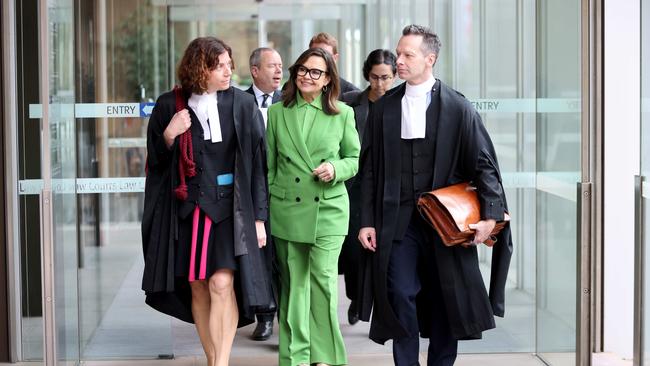 Lisa Wilkinson with her legal team outside the Federal Court in Sydney last week. Picture – Damian Shaw.