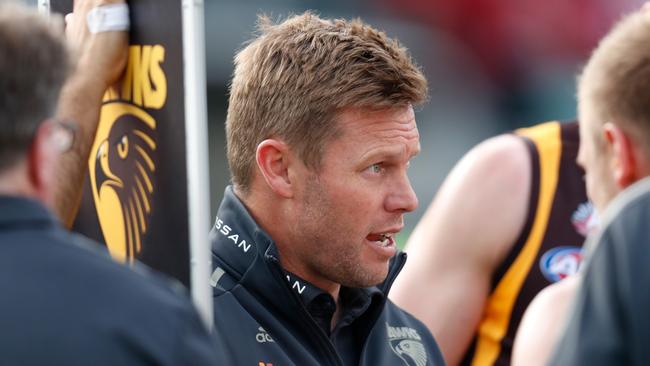 Hawthorn coach Sam Mitchell knows how important beating Essendon is to the Hawks. Picture: Michael Willson/AFL Photos via Getty Images