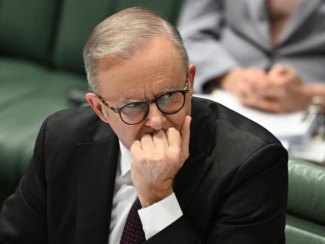 Australian Prime Minister Anthony Albanese reacts during Question Time in the House of Representatives at Parliament House in Canberra, Thursday, June 6, 2024. (AAP Image/Lukas Coch) NO ARCHIVING