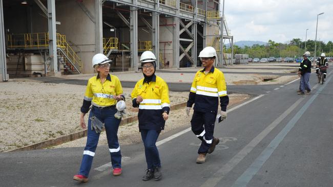 Lynas Corporation CEO Amanda Lacaze, left, at the rare earths plant in Malaysia. Supplied.