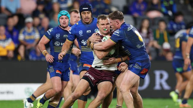 Tom Trbojevic is one of several key players to miss Manly’s game against the Broncos. Picture: Cameron Spencer/Getty Images