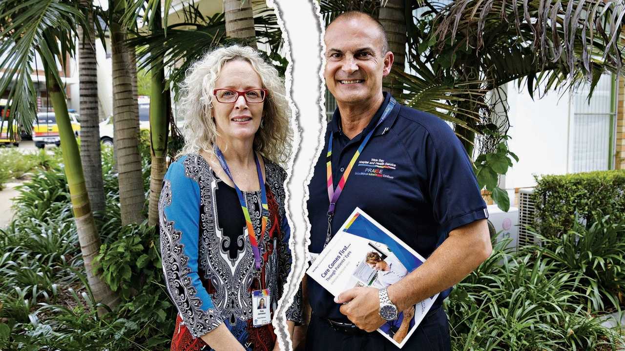 DIVIDED: Wide Bay Hospital and Health board chair Peta Jamieson and EX-CEO Adrian Pennington. Picture: Tahlia Stehbens