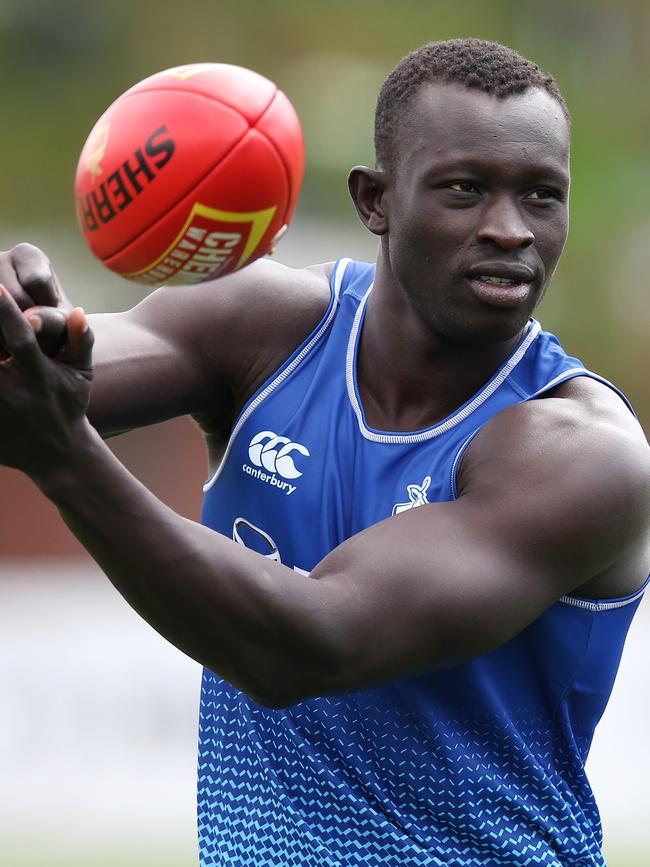 Majak Daw at North Melbourne training late last month. Picture: Michael Klein