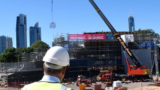 Mayor Tom Tate overseeing work at the cultural precinct. Picture: John Gass