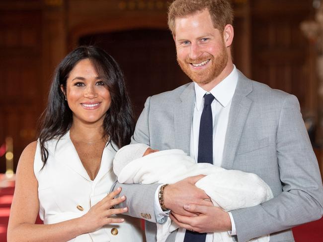 Meghan and Harry with their son, Archie Harrison. Picture: AFP