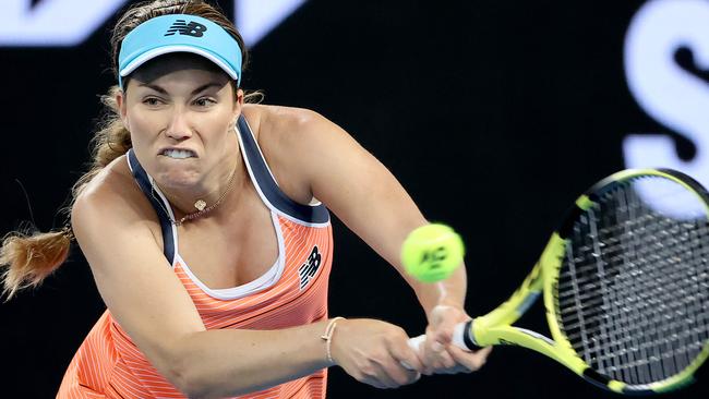 Danielle Collins competes ahead of the Australian Open. Picture: David Gray/AFP