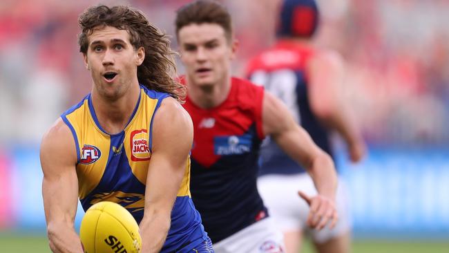 Connor West finished with 29 disposals for the Eagles. Picture: Will Russell/AFL Photo