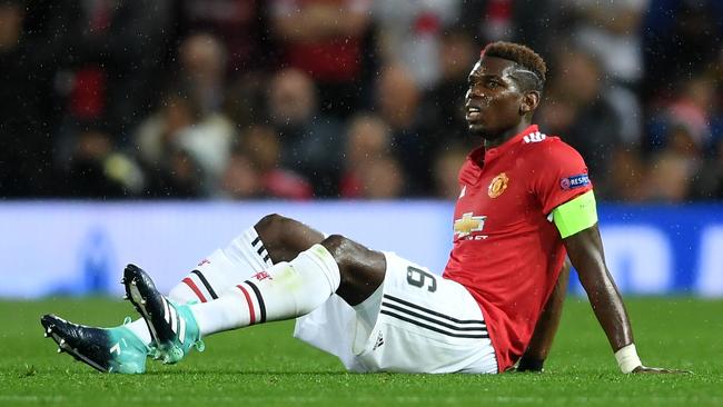 Paul Pogba after going down injured.
