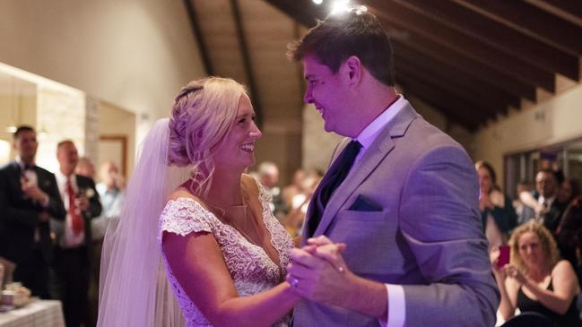 Throwing some shapes: Matthew Brunes and Bridget Williams share a dance. Picture: iSpy Wedding Photography (Dylan Evans)