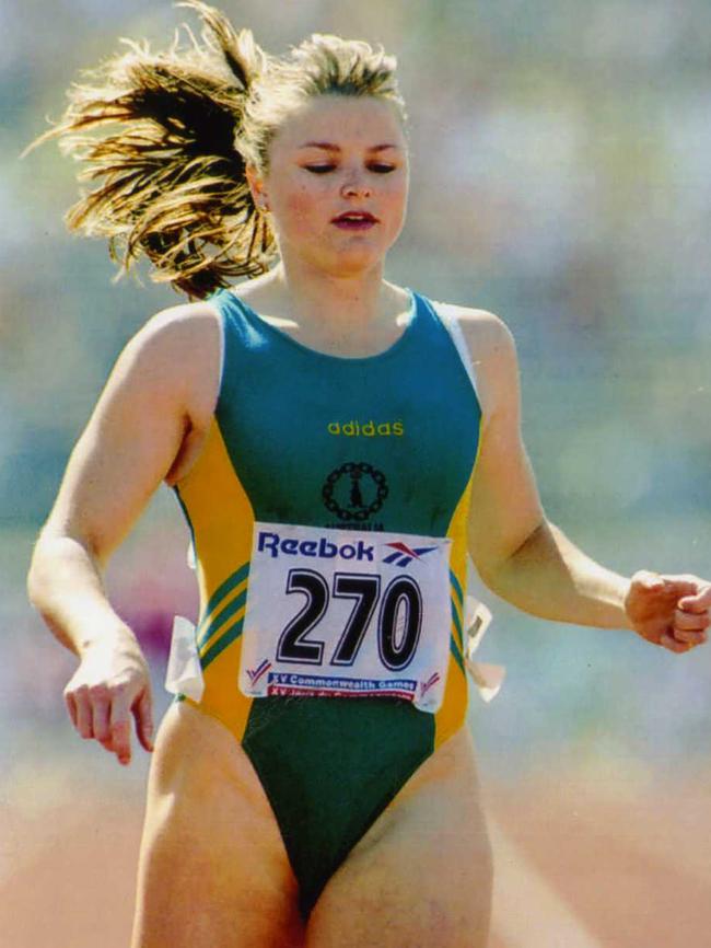 Melinda Gainsford competing in 100m race at 1994 Commonwealth Games.