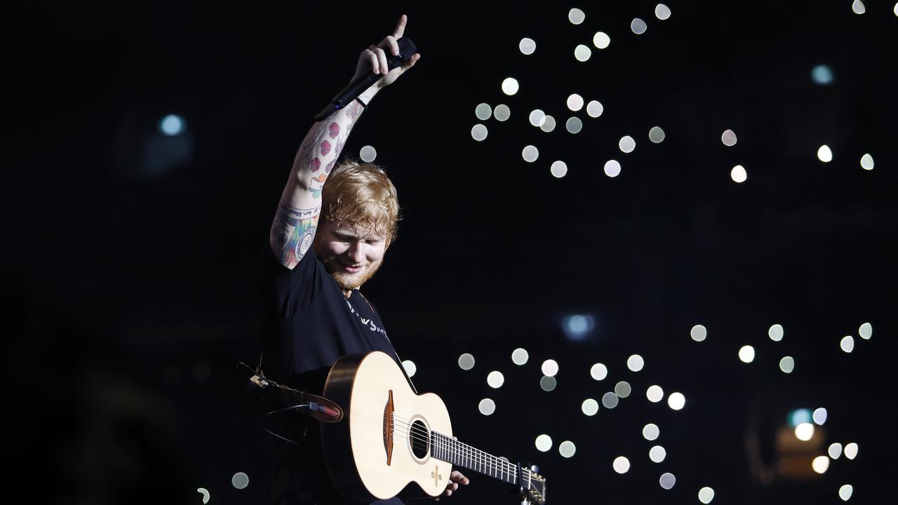 Ed Sheeran performing at Suncorp Stadium. Picture: AAP Image/Josh Woning