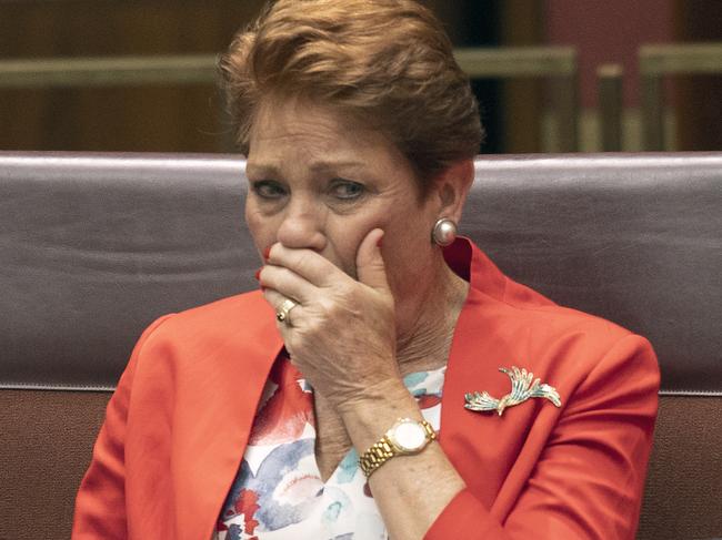 CANBERRA, AUSTRALIA - NCA NewsWire Photos DECEMBER 10, 2020. Pauline Hanson in the Senate chamber in Parliament House Canberra. Picture: NCA NewsWire / Gary Ramage,