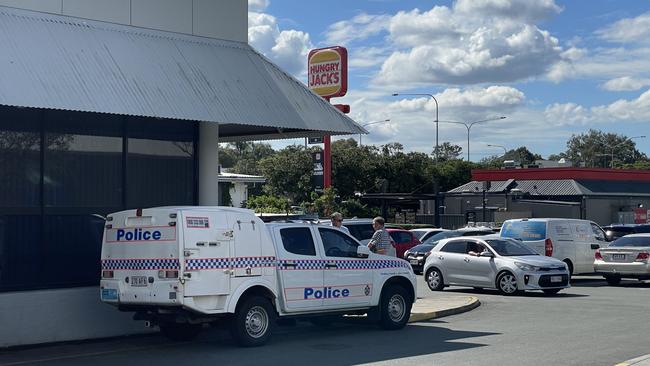 Police standby at Labor MP Jim Chalmers’ office in Logan Central on Monday, August 19, 2024. Picture: Grace Koo