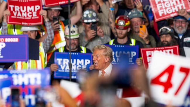 Donald Trump arrives for a rally in Johnstown, Pennsylvania. Picture; AFP.