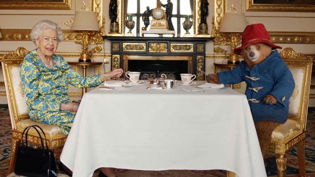 Back in June, the Queen filmed an adorable skit with Paddington Bear for her Platinum Jubilee celebration. Picture: Buckingham Palace/AFP