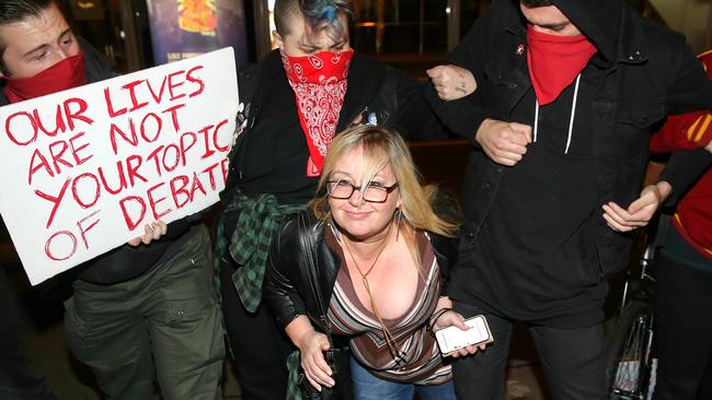 Pro-Safe Schools and theAustralian Christian Lobby members clash in Melbourne. Picture: Ian Currie