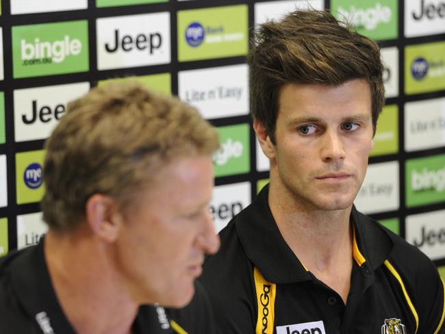 Trent Cotchin and Damian Hardwick pictured in 2012. Picture: AAP Image/Julian Smith