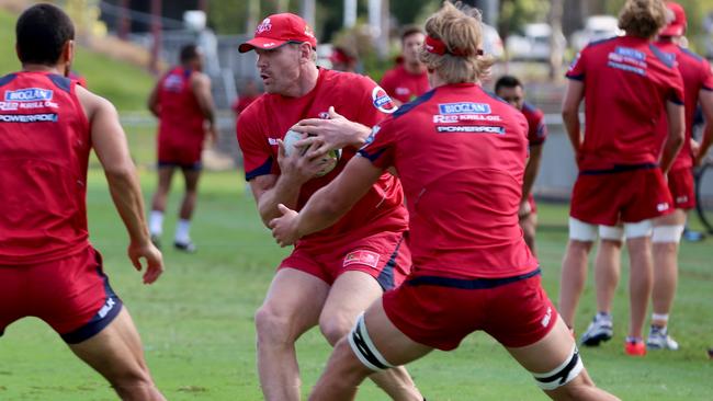 Reds recruit Adam Thomson makes his first appearance at Ballymore training yesterday