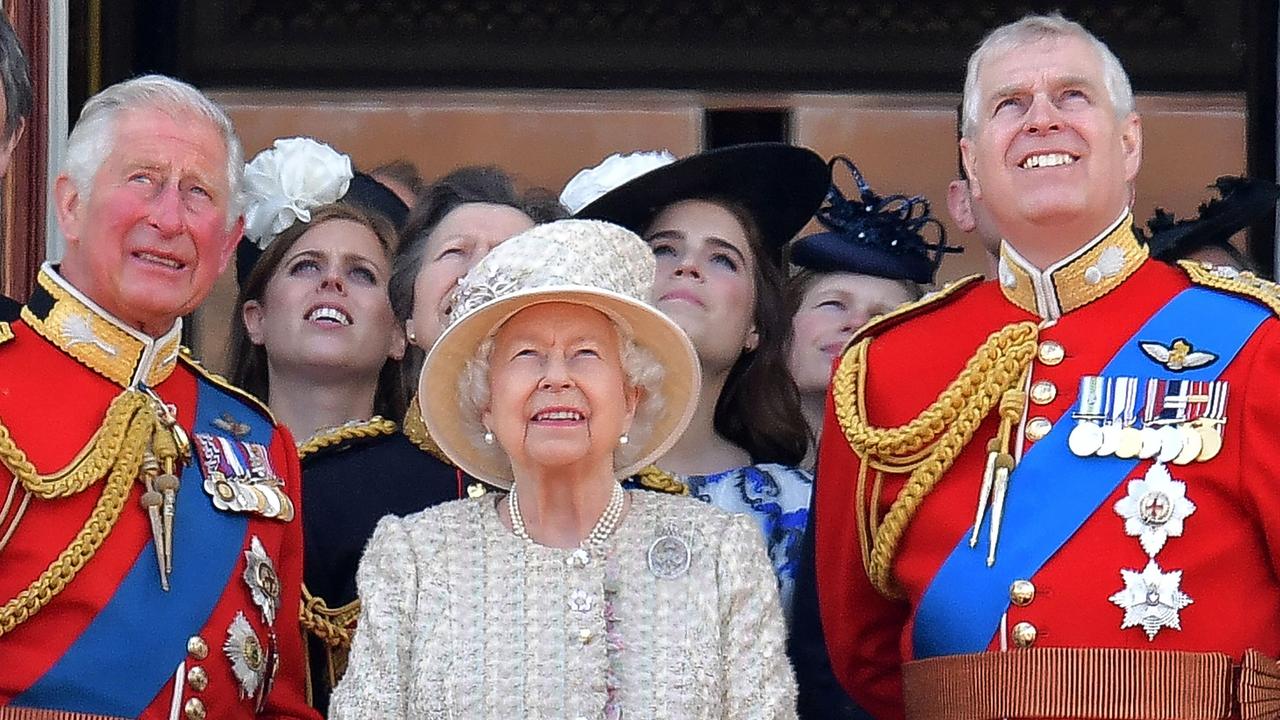 Prince Charles, Queen Elizabeth II, and Prince Andrew, stand with other members of the royal family. Picture: Daniel Leal-Olivas/AFP.