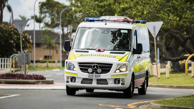 A man has been rushed to Princess Alexandra Hospital after falling from a tree in Sadliers Crossing on Thursday morning.