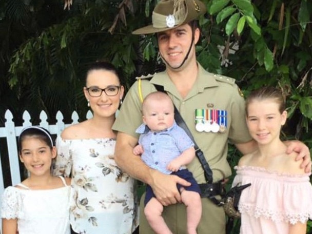 North West Mobile Force captain Brent Potter with his wife Allie and children Isabella, Isaac and Laila. Picture: Supplied