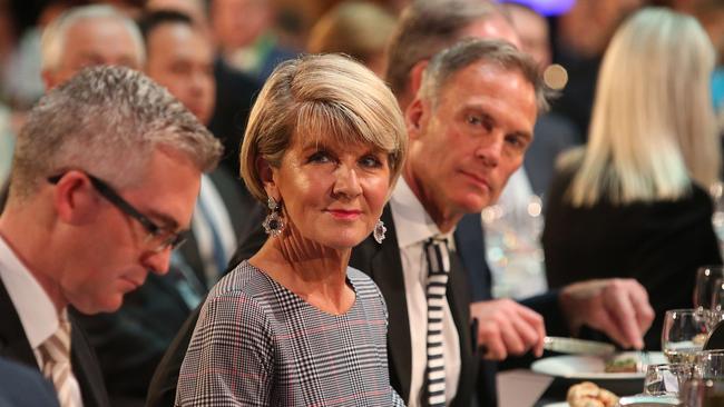 Foreign Affairs Minister Julie Bishop and her partner David Panton. Picture: Kym Smith