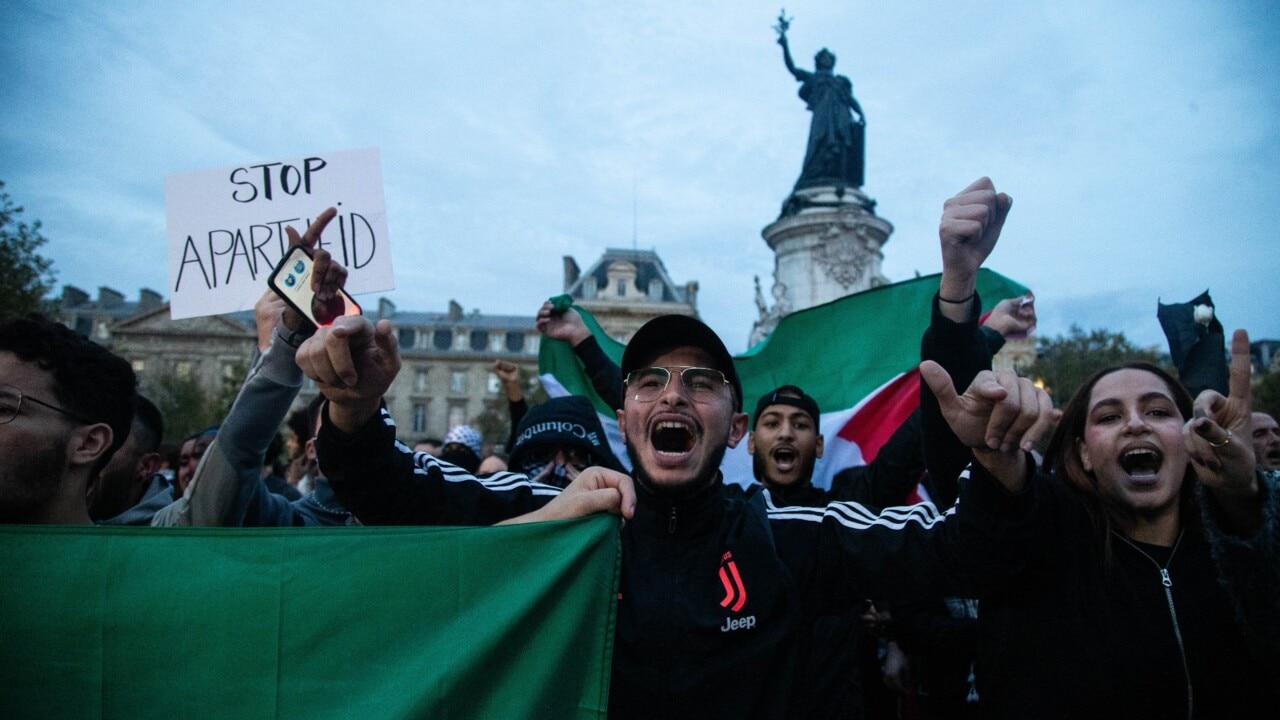 France has banned all pro-Palestinian protests with the country’s interior minister warning foreign nationals who break the rules will be “systematically” deported. 

French police were forced to use teargas and water cannons to break up a banned rally in Paris on Thursday. 

France is home to Europe's largest Muslim and Jewish communities.

French President Emmanuel Macron urged the people to stay united in a video address. 

The death toll in Israel has risen above 1,300 while Palestinian officials say 1,417 people have been killed in Gaza.