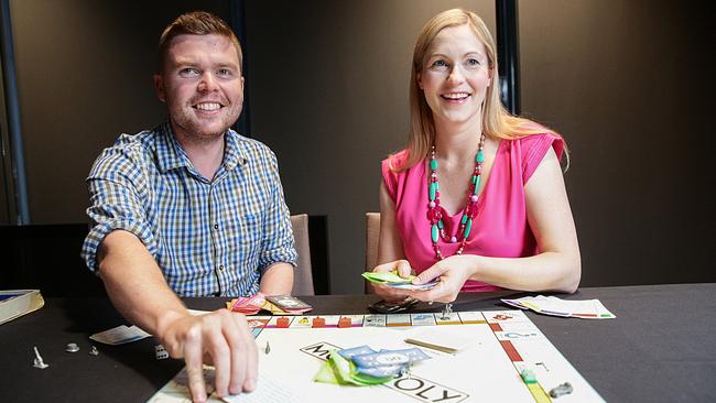 Nick Ryan, the brainchild behind the Camden edition Monopoly, with Cr Lara Symkowiak last year. Picture: Carmela Roche