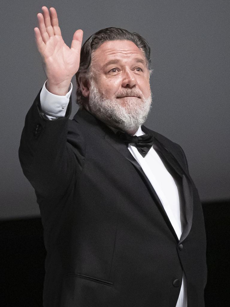 Russell Crowe delivers a speech at the 57th Karlovy Vary International Film Festival on June 30 in the Czech Republic. Picture: Gabriel Kuchta/Getty Images