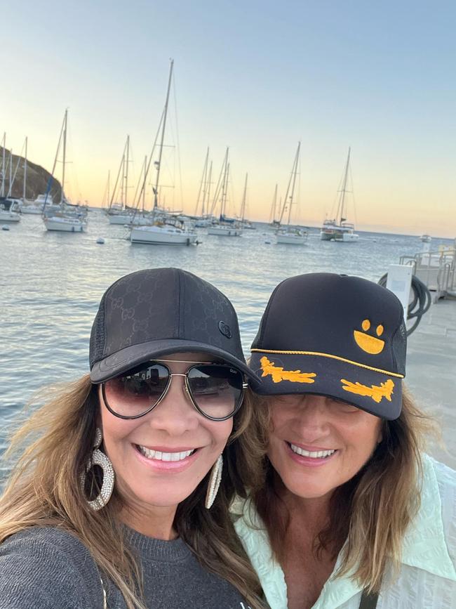 Bobbie Houston, right, with a friend at Santa Catalina Island, off the coast of Los Angeles. Picture: Instagram